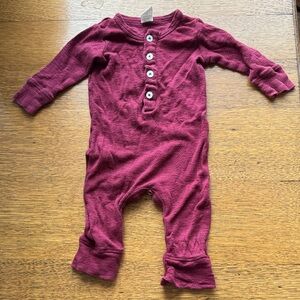 Kate Quinn Red Pointelle Union Suit, 6-12m